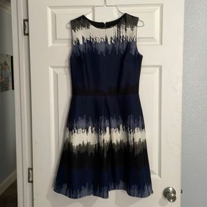 Blue, grey, and white dress